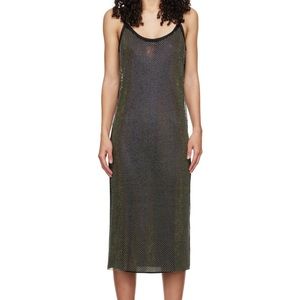 STINE GOYA Womens Black Oakley Crystal Midi Dress size M/L NEW
